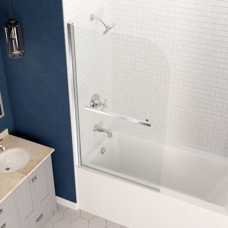 Anzzi Myth 28 in. x 56 in. Frameless Tub Door with TSUNAMI GUARD in Polished Chrome SD-AZ053-01CH